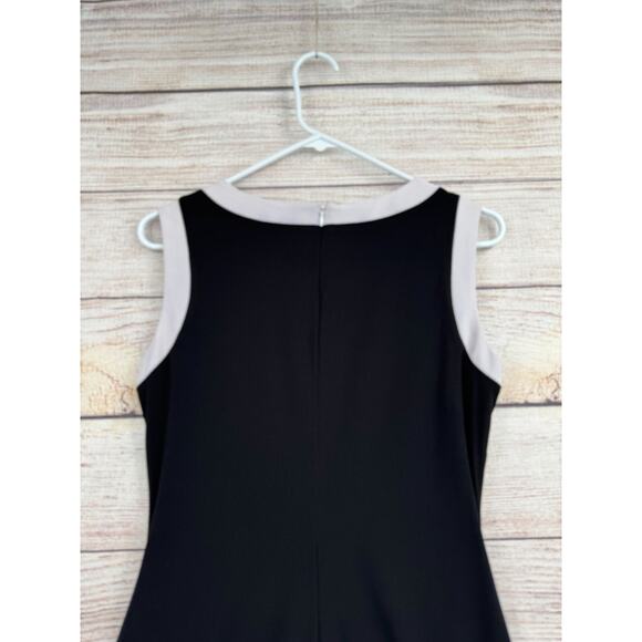 Lauren Ralph Lauren Ruffle Side Bodycon Dress Women's Size 6 Black/White Trim - Picture 4 of 12